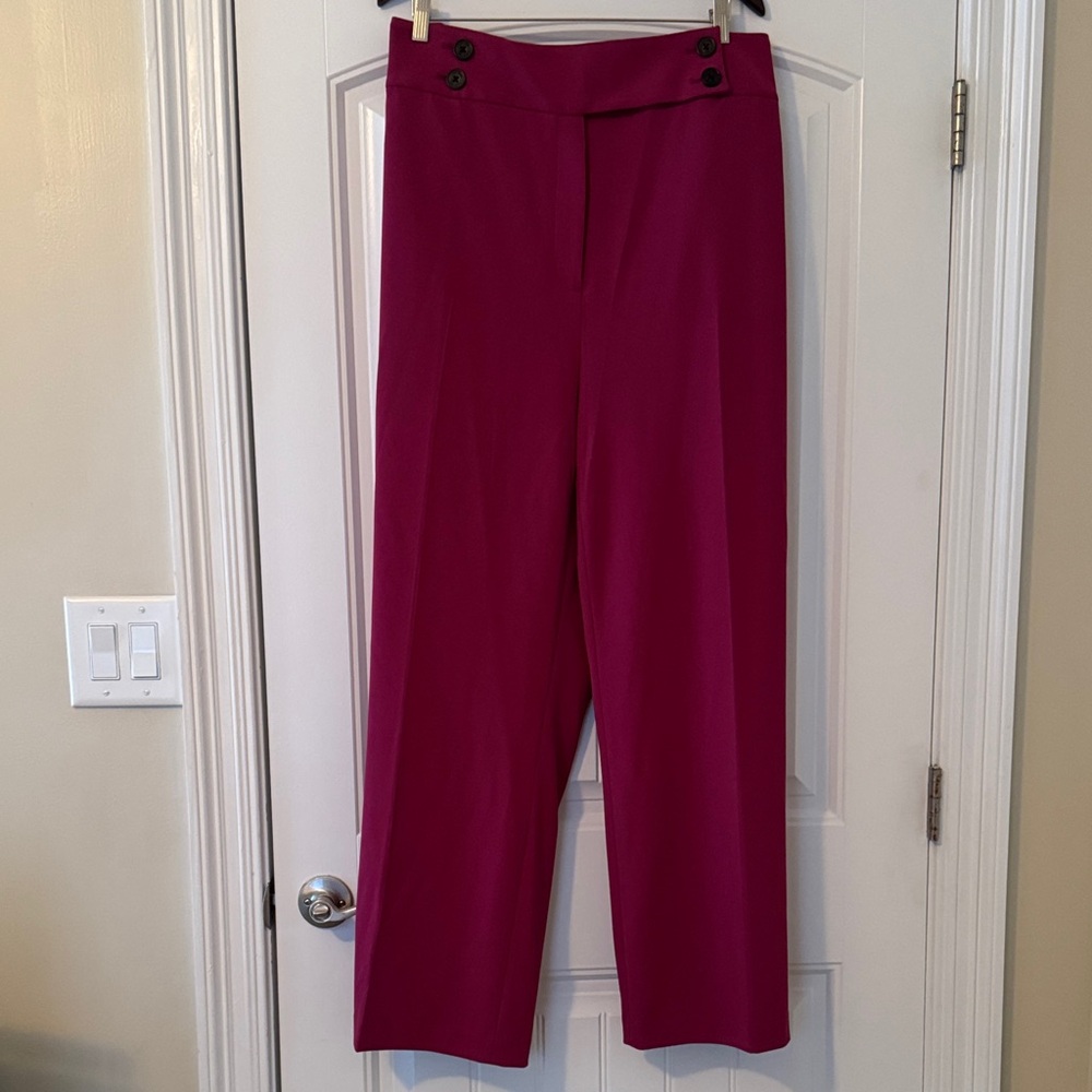Calvin Klein High Waist Flowy Leg Pants 22W Raspberry Wine - Plus Size, Roomy